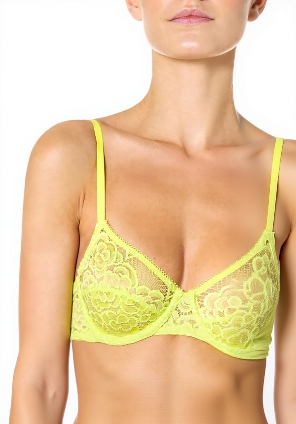 Reggiseno Donna Goldenpoint Ferretto Pizzo Tulle Giallo