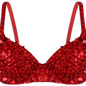GRRKDFQ Completi Intimi Lingerie Paillettes Bralette Donna