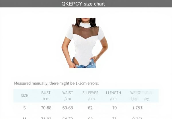 QKEPCY Body Donna Maniche Corte Trasparente Collo Alto