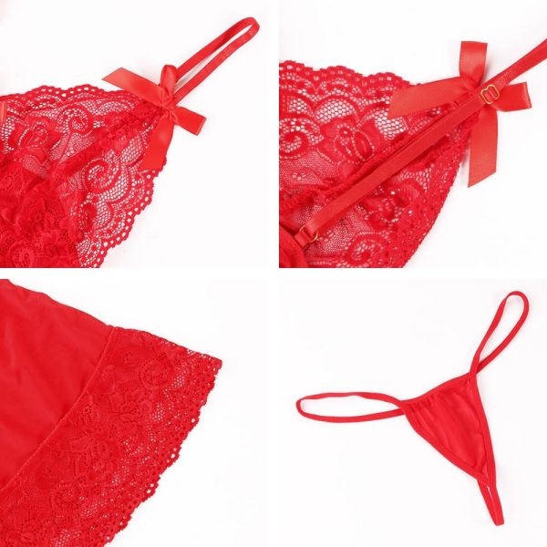 Satohom Lingerie Donna Babydoll Pizzo Floreale Camicia Notte-1