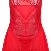 Satohom Lingerie Donna Babydoll Pizzo Floreale Camicia Notte-0