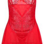Satohom Lingerie Donna Babydoll Pizzo Floreale Camicia Notte-0