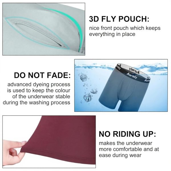 Aurmly Boxer Uomo Mutande Antibatteriche Confortevole 6