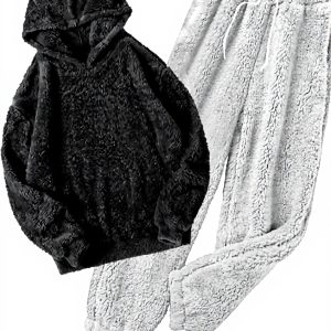 Pigiama Donna in Pile Tinta Unita Huoghebg Caldo Autunnale