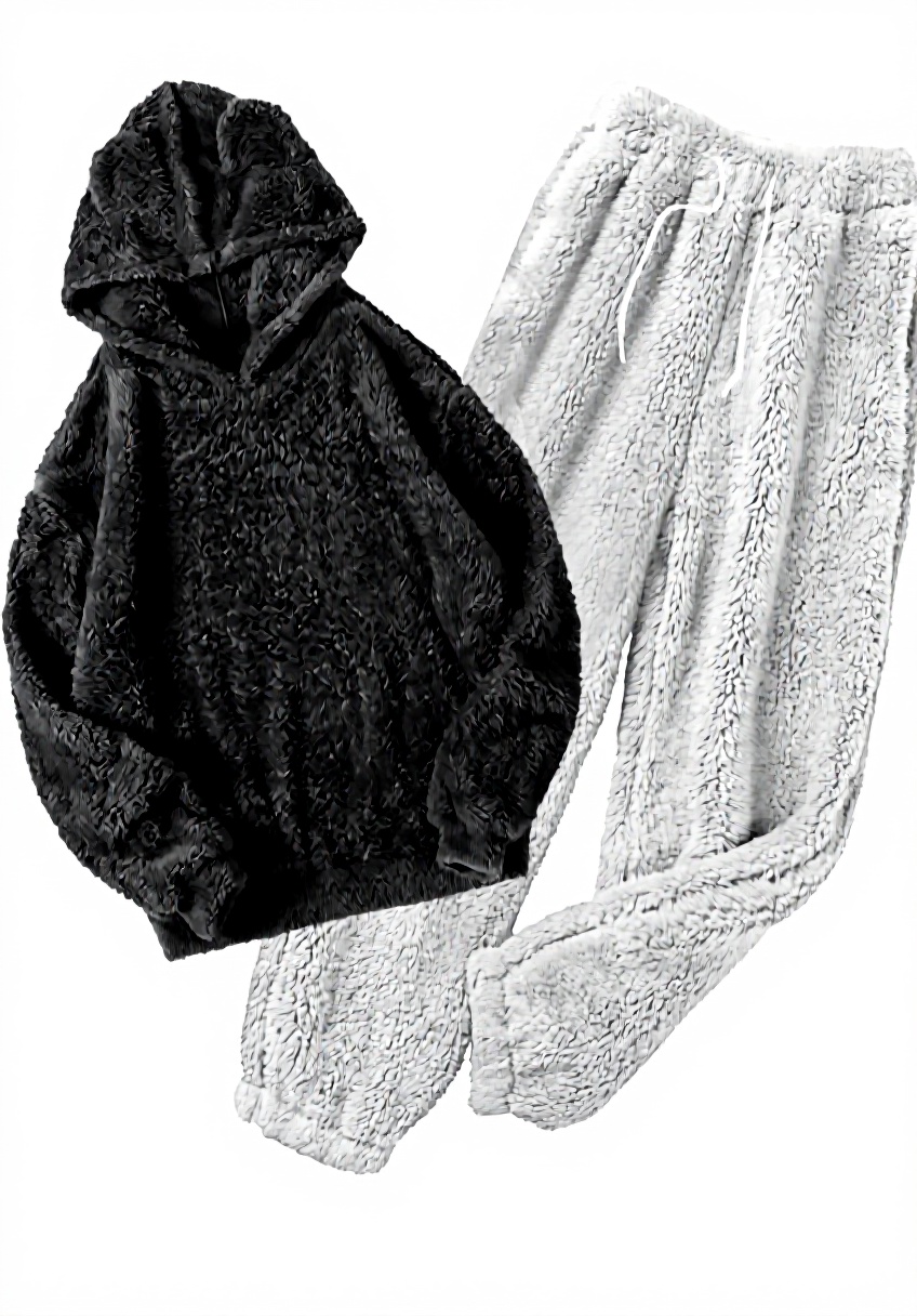 Pigiama Donna in Pile Tinta Unita Huoghebg Caldo Autunnale