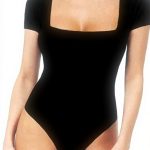 Body donna FFWTPY scollo quadrato modellante nero