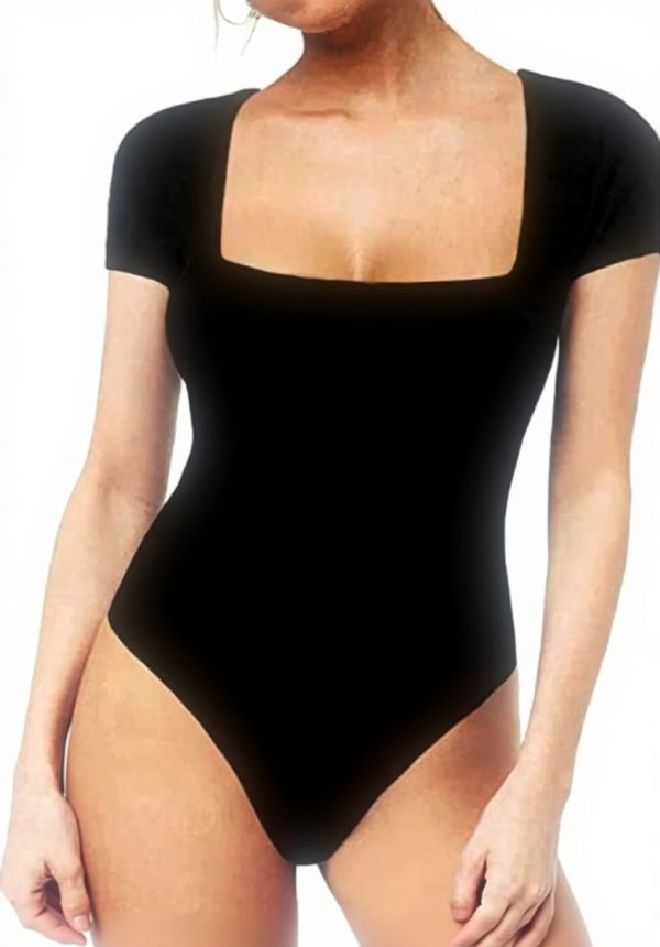 Body donna FFWTPY scollo quadrato modellante nero