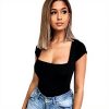 Body donna FFWTPY scollo quadrato modellante nero