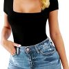 Body donna FFWTPY scollo quadrato modellante nero