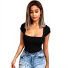 Body donna FFWTPY scollo quadrato modellante nero