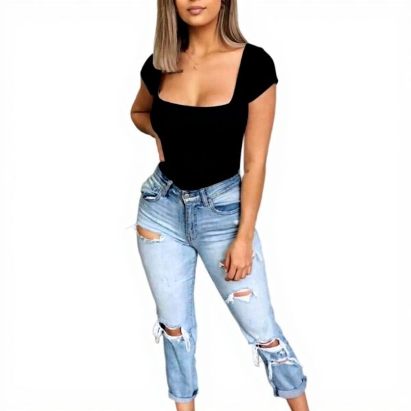 Body donna FFWTPY scollo quadrato modellante nero