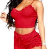 GIVTULIP Pigiama Donna Sexy Cotone Pizzo Due Pezzi Elegante