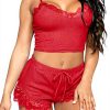 GIVTULIP Pigiama Donna Sexy Cotone Pizzo Due Pezzi Elegante