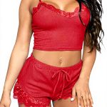 GIVTULIP Pigiama Donna Sexy Cotone Pizzo Due Pezzi Elegante
