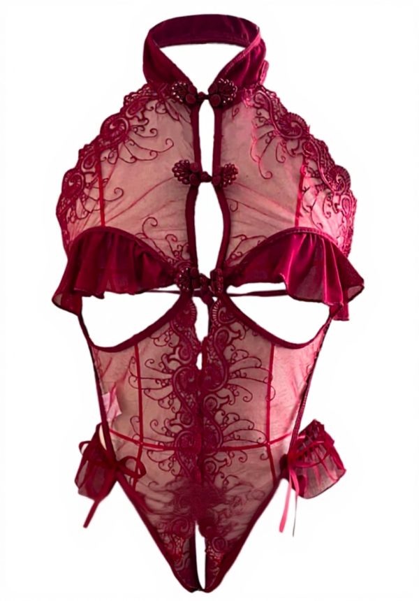HEONSATI Lingerie Sexy Babydoll Rosso Pizzo Trasparente