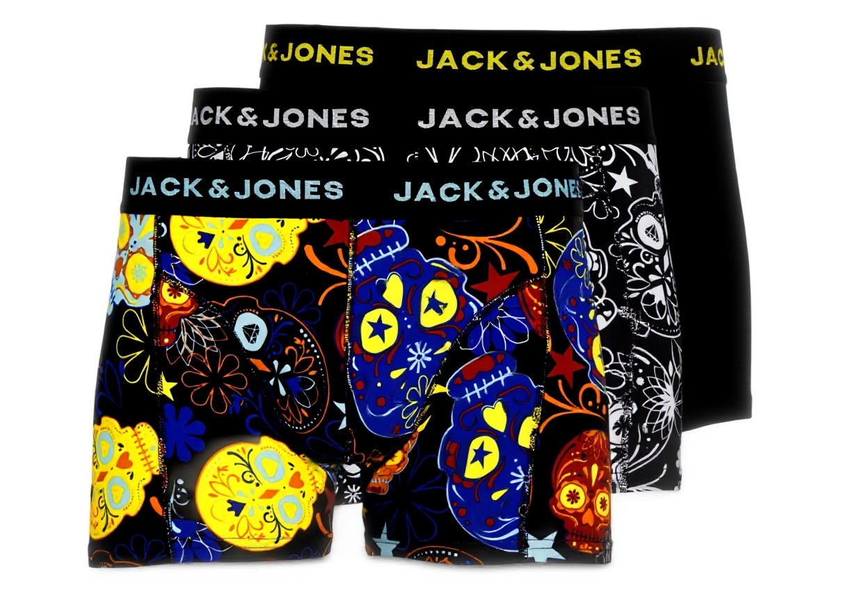 Boxer JACK JONES 3 pezzi in cotone nero su sfondo neutro