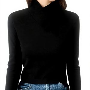 Maglione Donna Collo Alto pvucpot Aderente Traspirante Basic