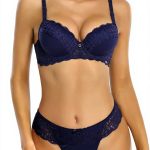 SHEKINI Lingerie Set Pizzo Reggiseno Ferretto Donna Blu
