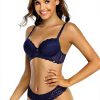 SHEKINI Lingerie Set Pizzo Reggiseno Ferretto Donna Blu