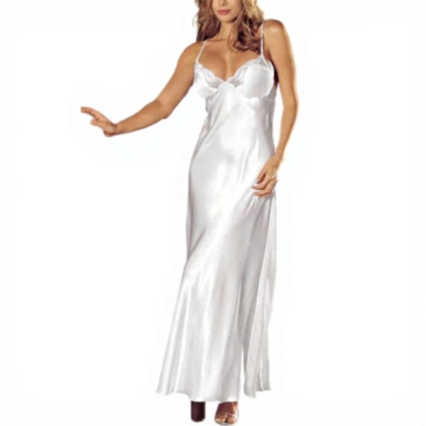 Sottoveste Sexy Donna Lingerie Raso Pizzo Scollo V Profondo