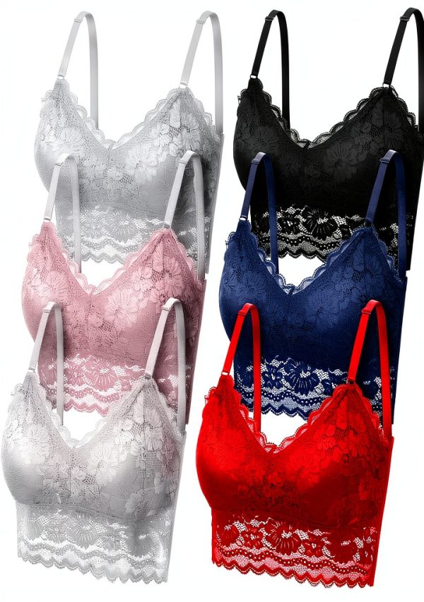 Geyoga Reggiseno Bralette Floreale Pizzo Senza Fili Donna