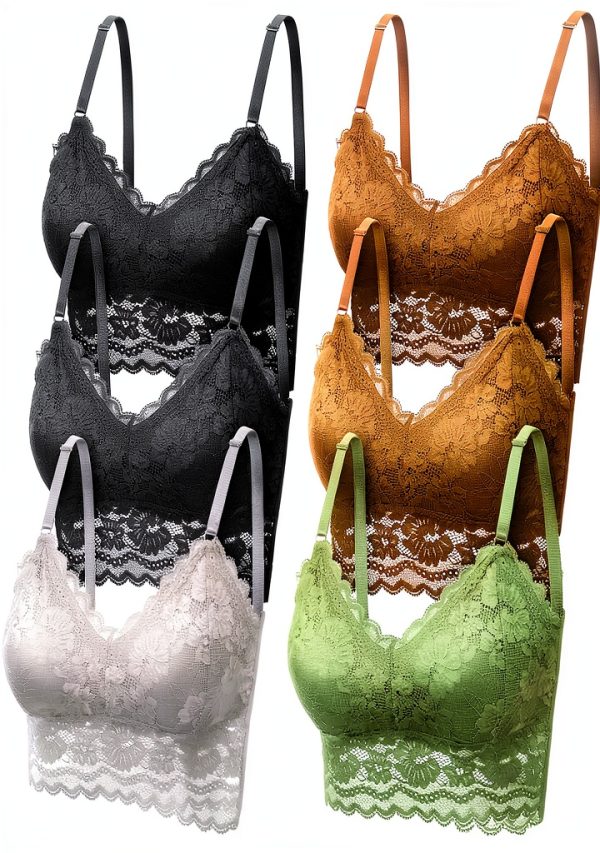 Geyoga Reggiseno Senza Ferretto Pizzo Floreale Donna