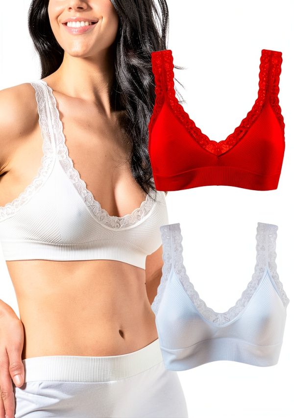 Risalti Reggiseno Senza Ferretto Pizzo Donna Made in Italy